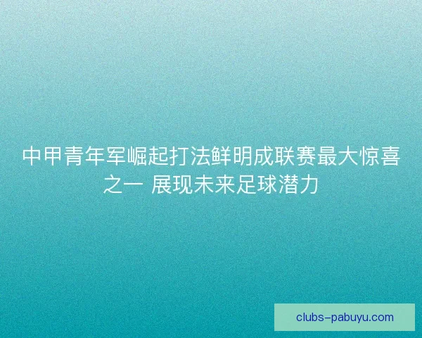中甲青年军崛起打法鲜明成联赛最大惊喜之一 展现未来足球潜力